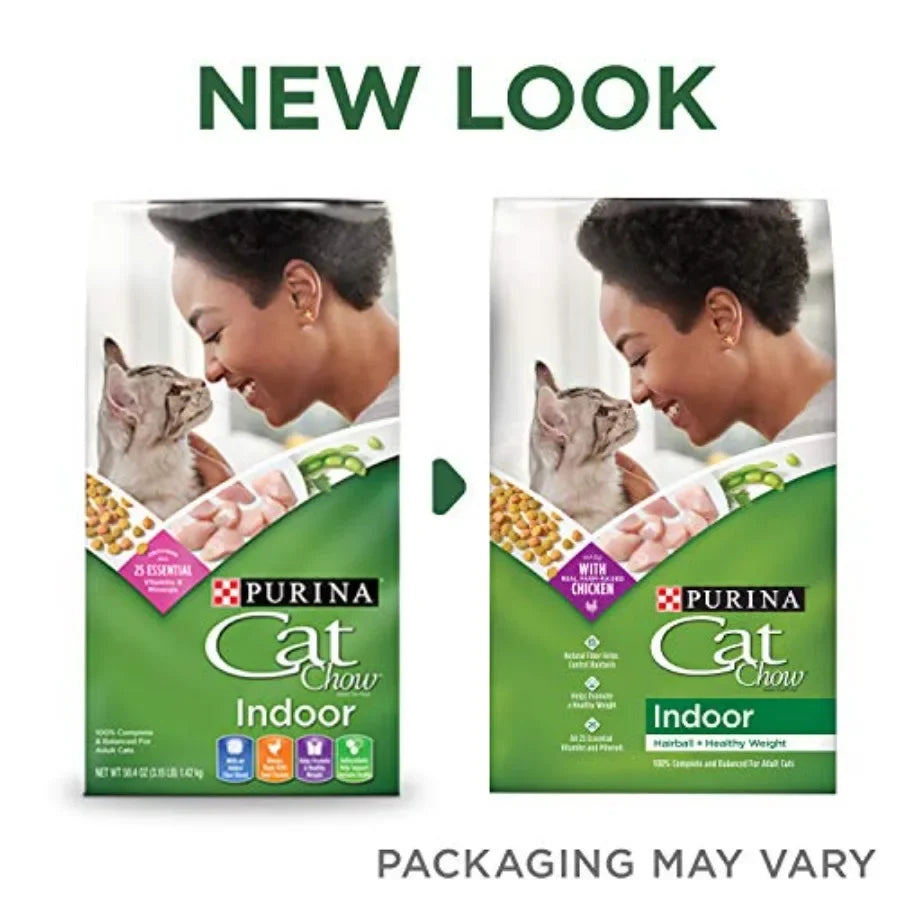 Indoor Healthy Weight and Hairball Dry Cat Food With Chicken - Pack of 4 3.15 lb. Bags