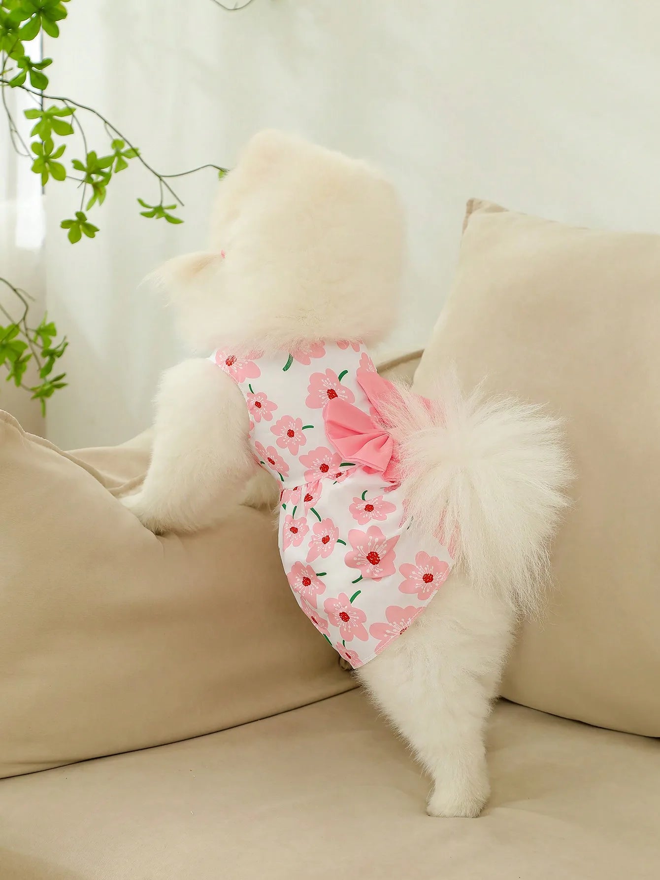 1pc Cute Letter Embroidered Pet Dress For Cats & Dogs, Ruffled Trim Costume For Christmas Party, Holiday Photo Outfit, Birthday Gift, Puppy Kitten Apparel, Festive Pet Clothing, Cute Animal Fashion, Dog Dress For Special Occa