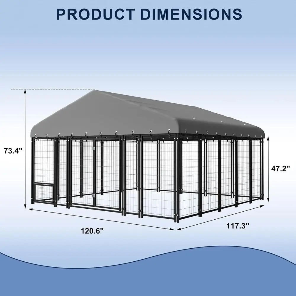 Durable Outdoor Double-Door Dog Kennel with Roof & Locking System