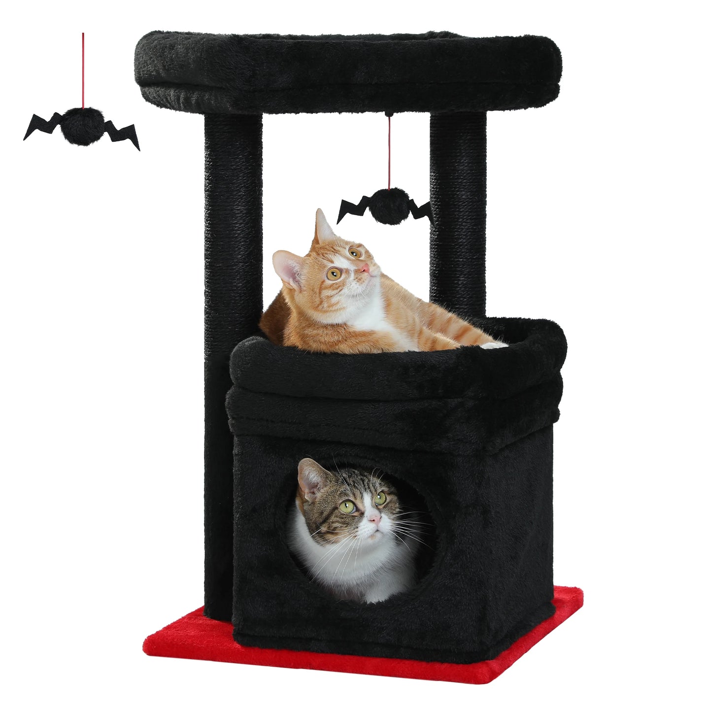 Cat Tree Cat Tower with Cozy Condo, Wide Top Perch, Natural Sisal Posts, Soft Plush, Playful Pom-Pom Suitable for 1-2 Indoor Cats