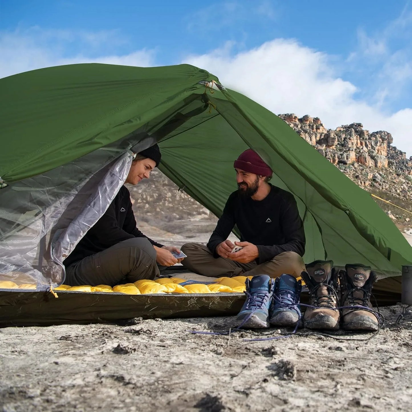 Mongar 2 Person Tent 20D Nylon 210T Waterproof Ultralight Camping Hiking Tent with Mat Backpacking Travel Tent