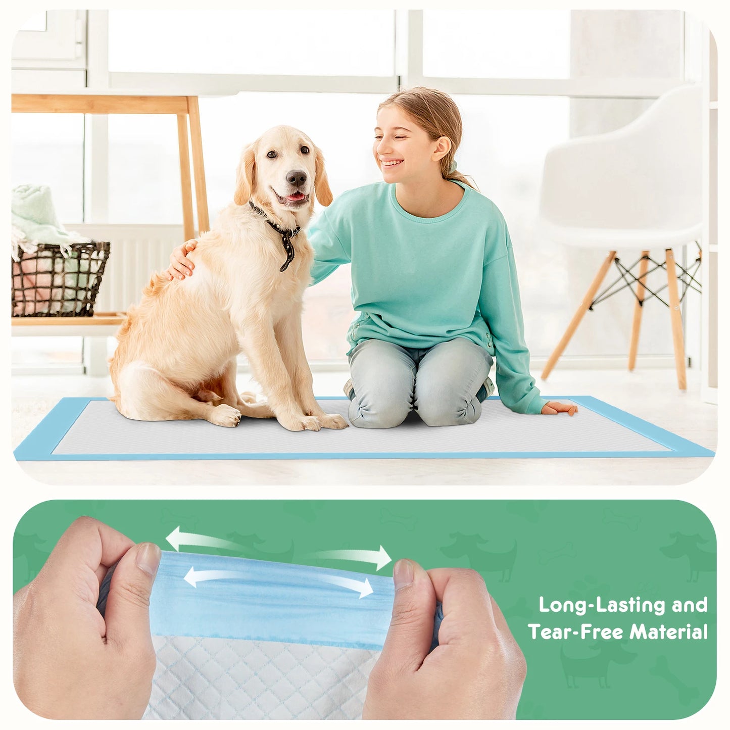 150 Count 22" x 22" Super Absorbency Disposable Underpads Leakproof Quick Drying Disposable Pads for Dogs Puppy Cat Pee Pads