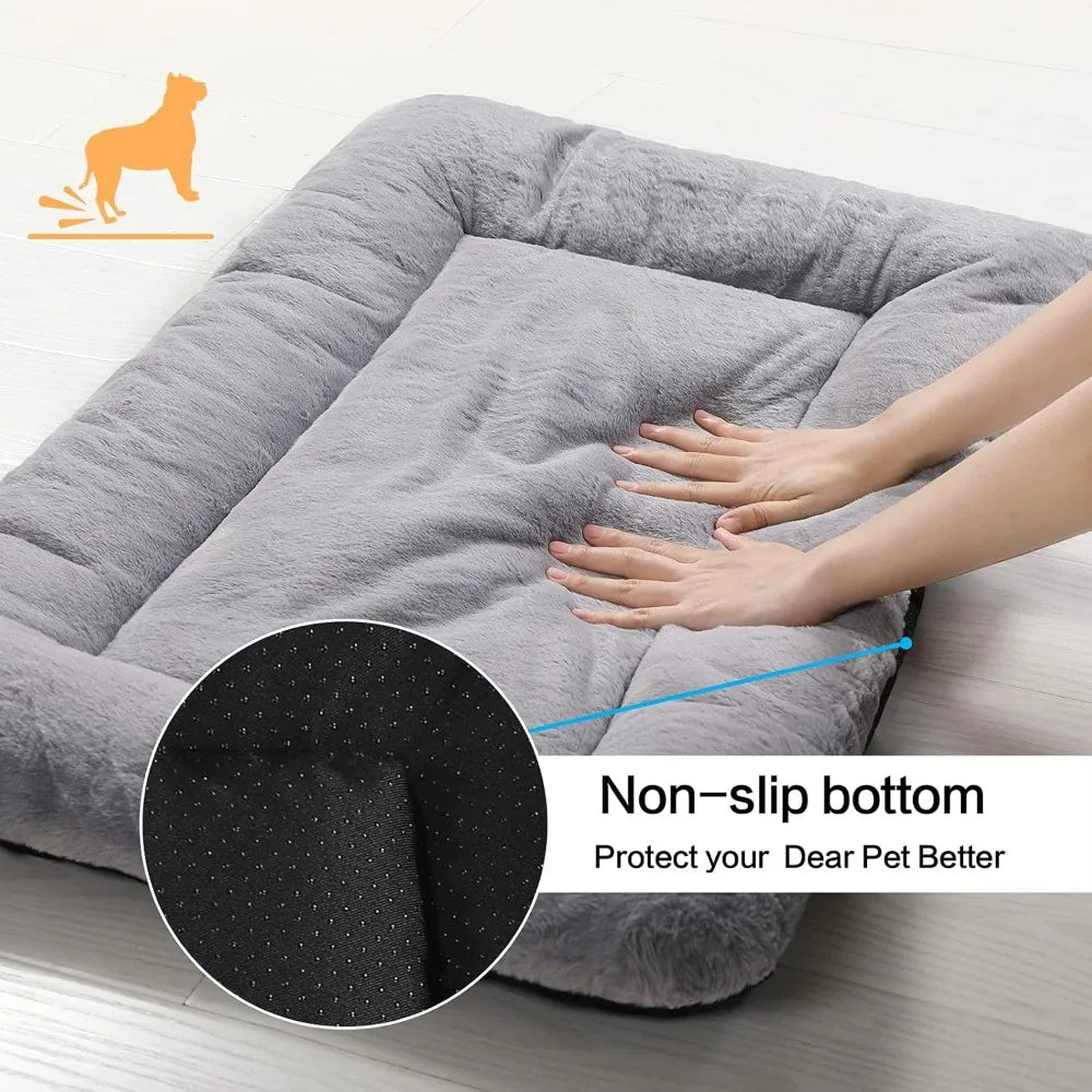 Washable Anti-Slip Dog Crate Pad for Medium/Large Dogs, Gray 42in
