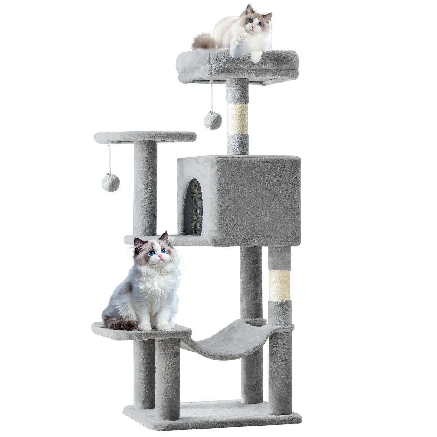 44IN Cat Tree Tower, Cat Climbing Tower with Natural Sisal Scratching Posts, Pet Condo for Indoor Cats and Kittens Play