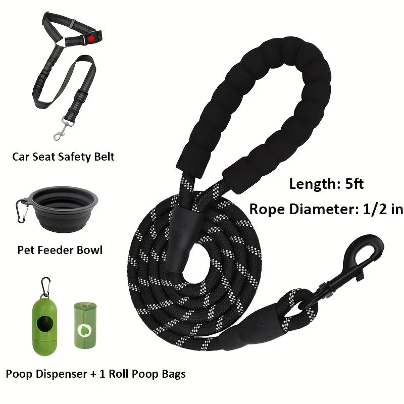 6 in 1 No-Pull Dog Harness And Leash Set Adjustable Reflective No-Choke Pet Oxford Vest with 2 Leash Clips And Easy Control Handl