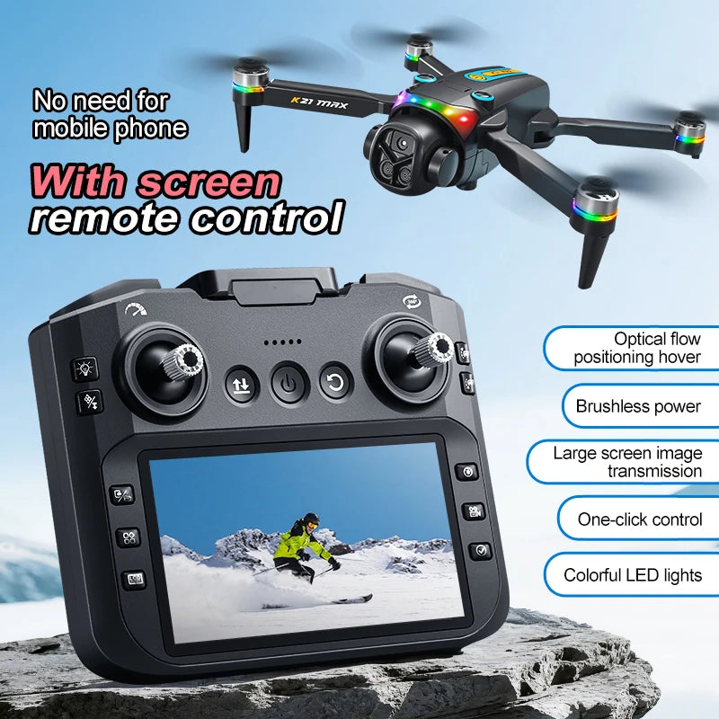FPV Drone With A 4.3-Inch Built-In Screen Remote Controller (No Phone Required) - Portable Remote-Controlled Quadcopter Suitable For Beginners And Adults, Supports Optical Flow Hovering, Gesture Control, And Automatic Return-