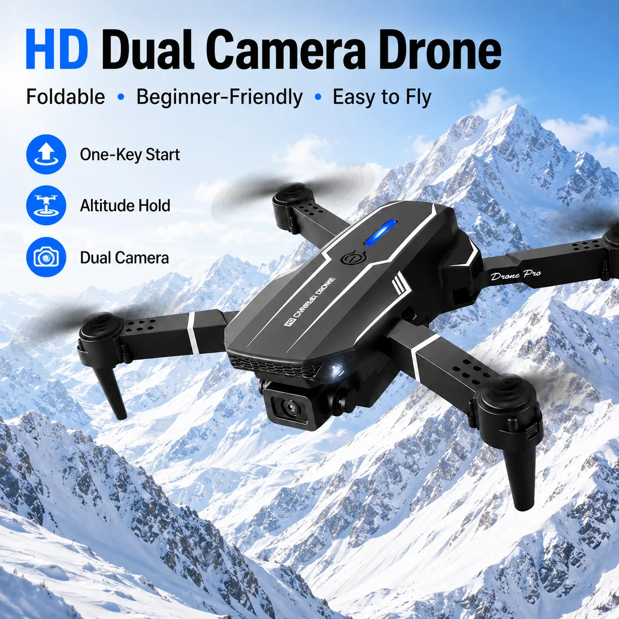 S101 Foldable RC Drone 4K HD Dual Camera WIFI FPV APP Waypoint Flight Altitude Hold 6-Axis Gyro Quadcopter for Beginners