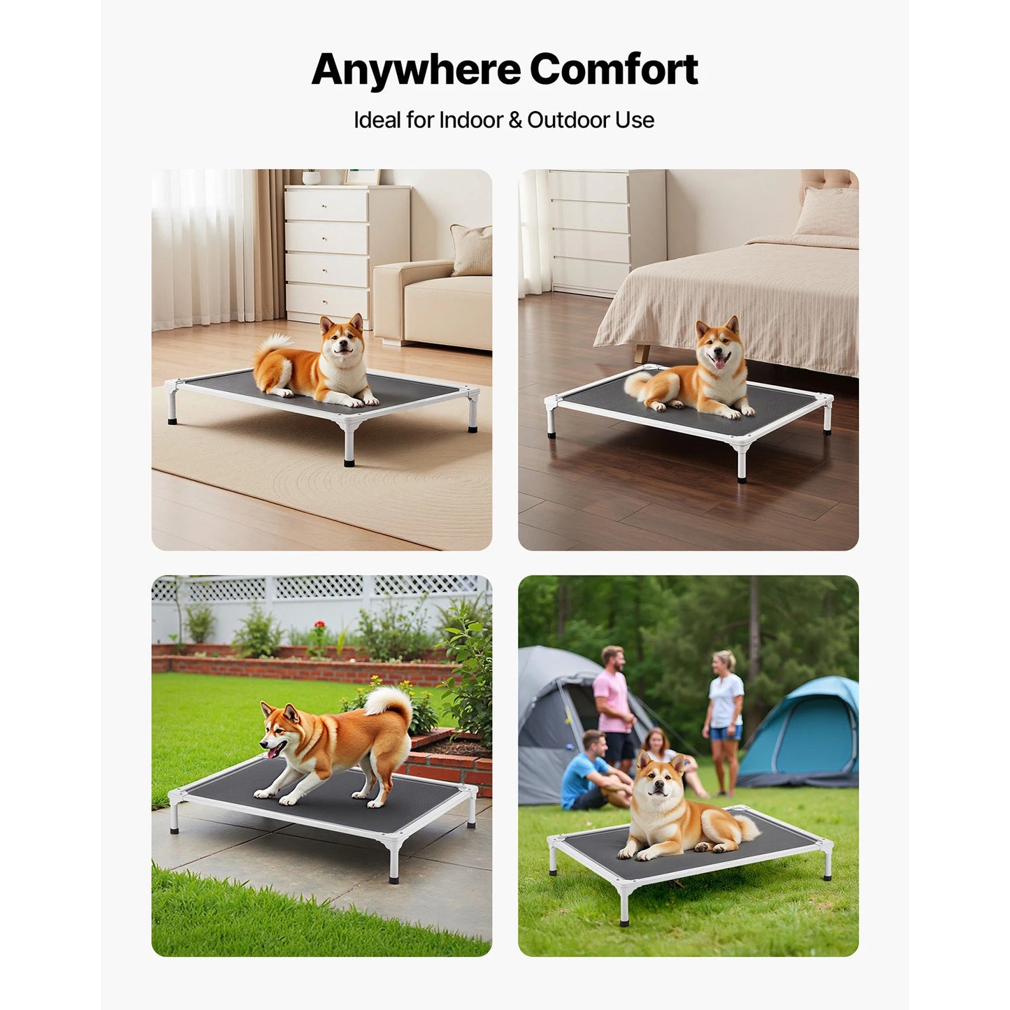 Elevated Dog Bed for Large Dogs Portable Raised Dog Cot with Aluminum Tube Metal Frame and Breathable Textilene Mesh