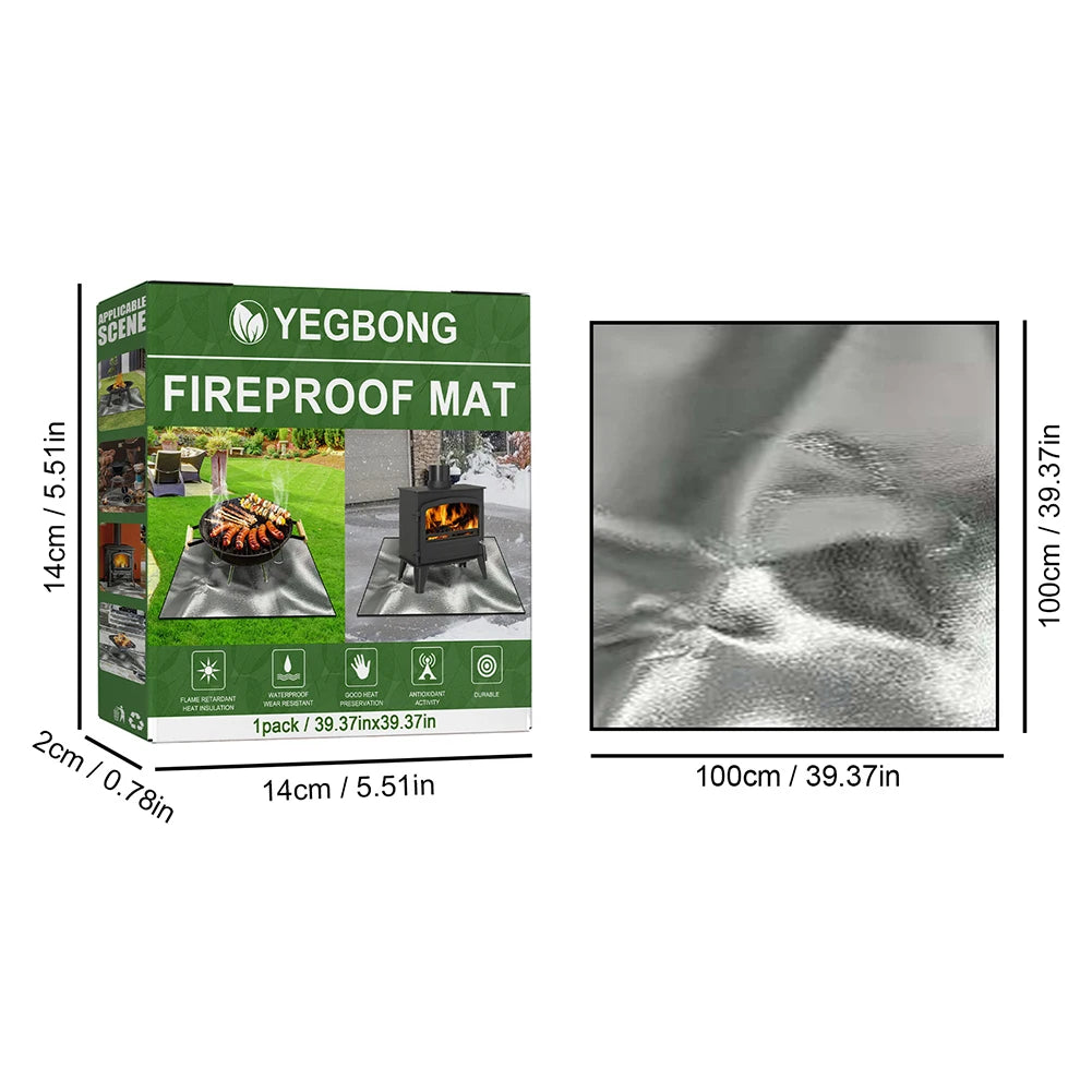100cm x 100cm Griddle BBQ Mat Heat Resistant Fire Retardant Base Pad 3 Layers Large Fire Pit Mat Easy To Clean for Grass Outdoor