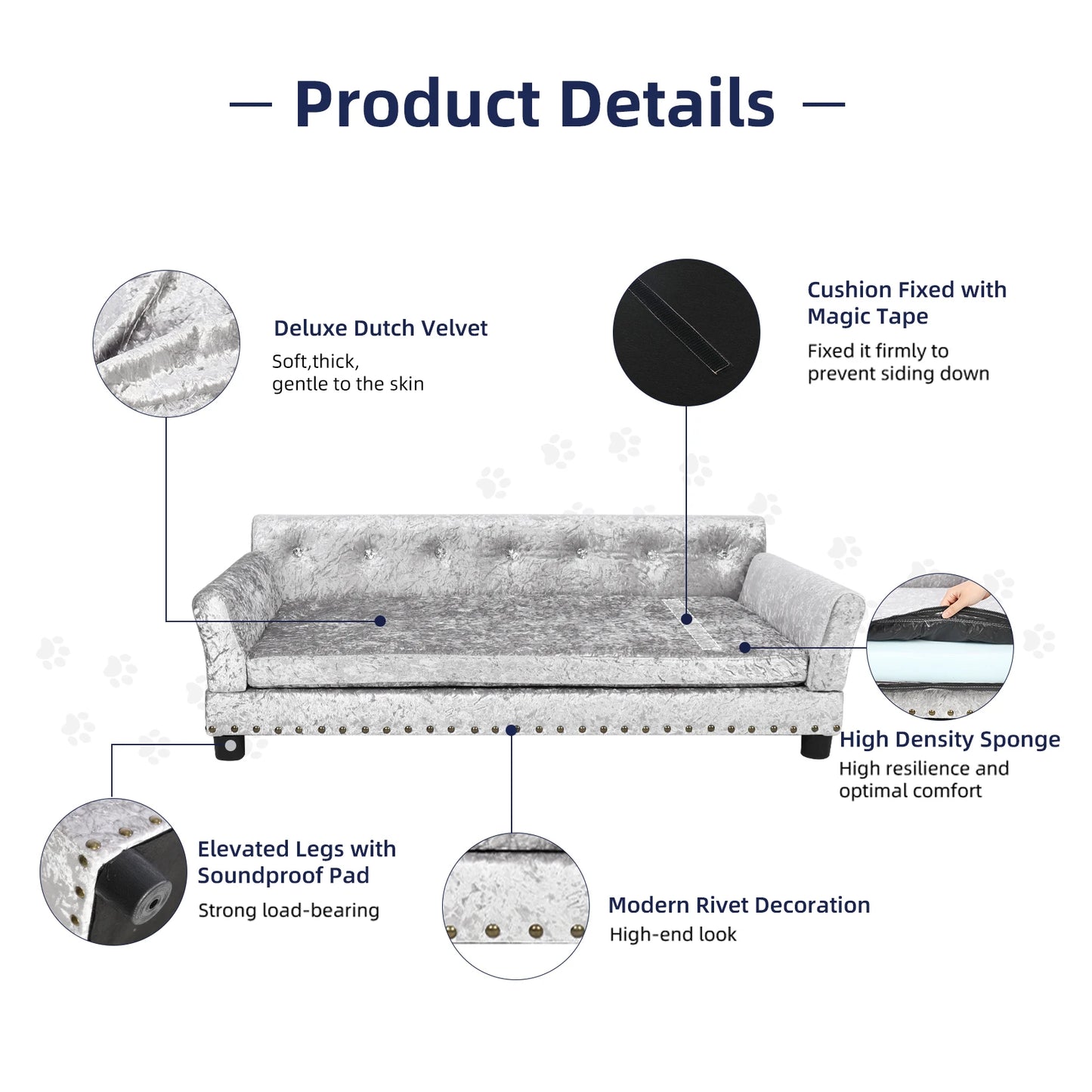 Extra Large Dog Sofa Couch Bed for Medium to Large Dogs Elevated Pet Sofa Lounge Furniture Removable Sponge Cushion