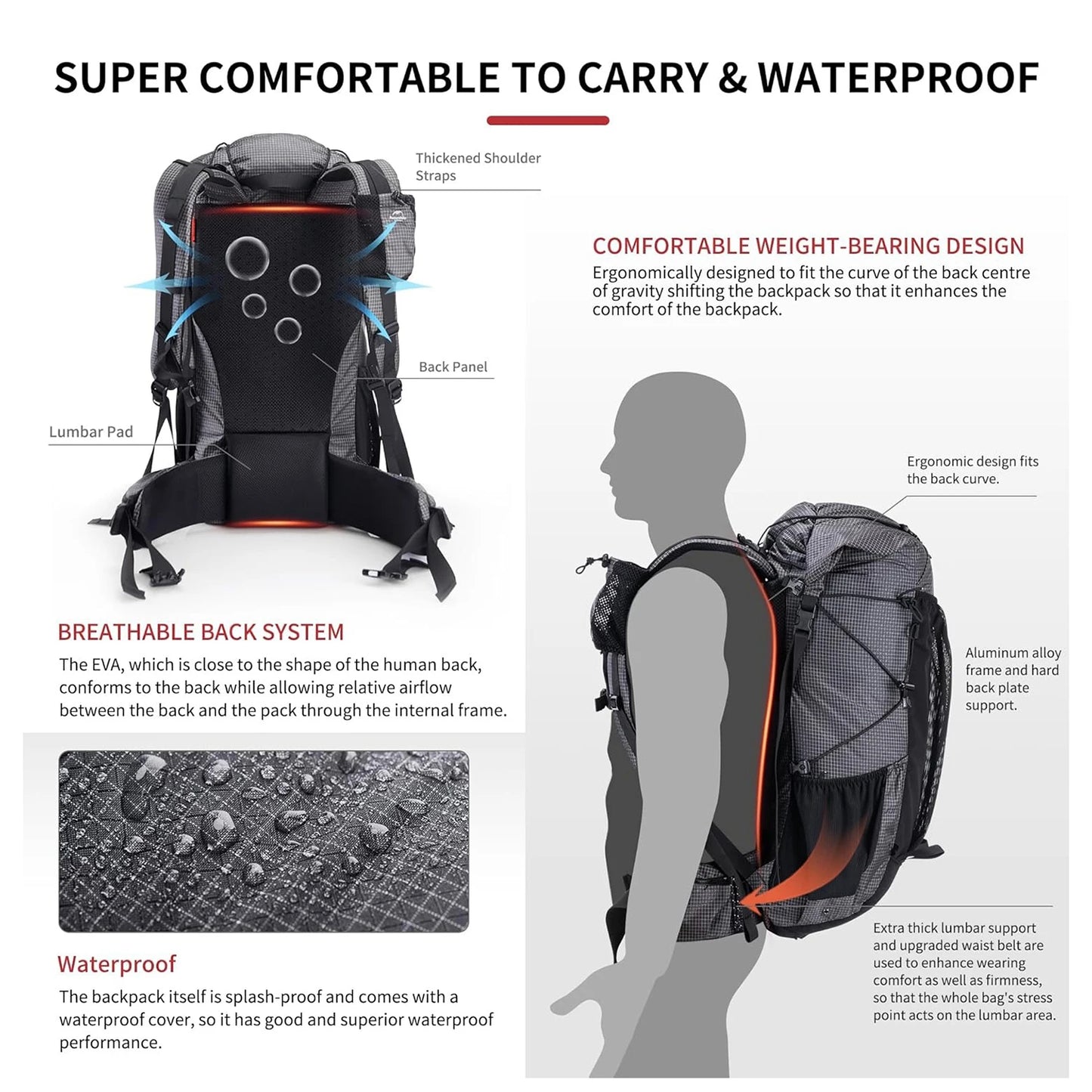 Rock Outdoor Bags 40L 60L Travel Backpacks Large Capacity 60+5L Camping Hiking Packs Hiking Bag With Rain Cover