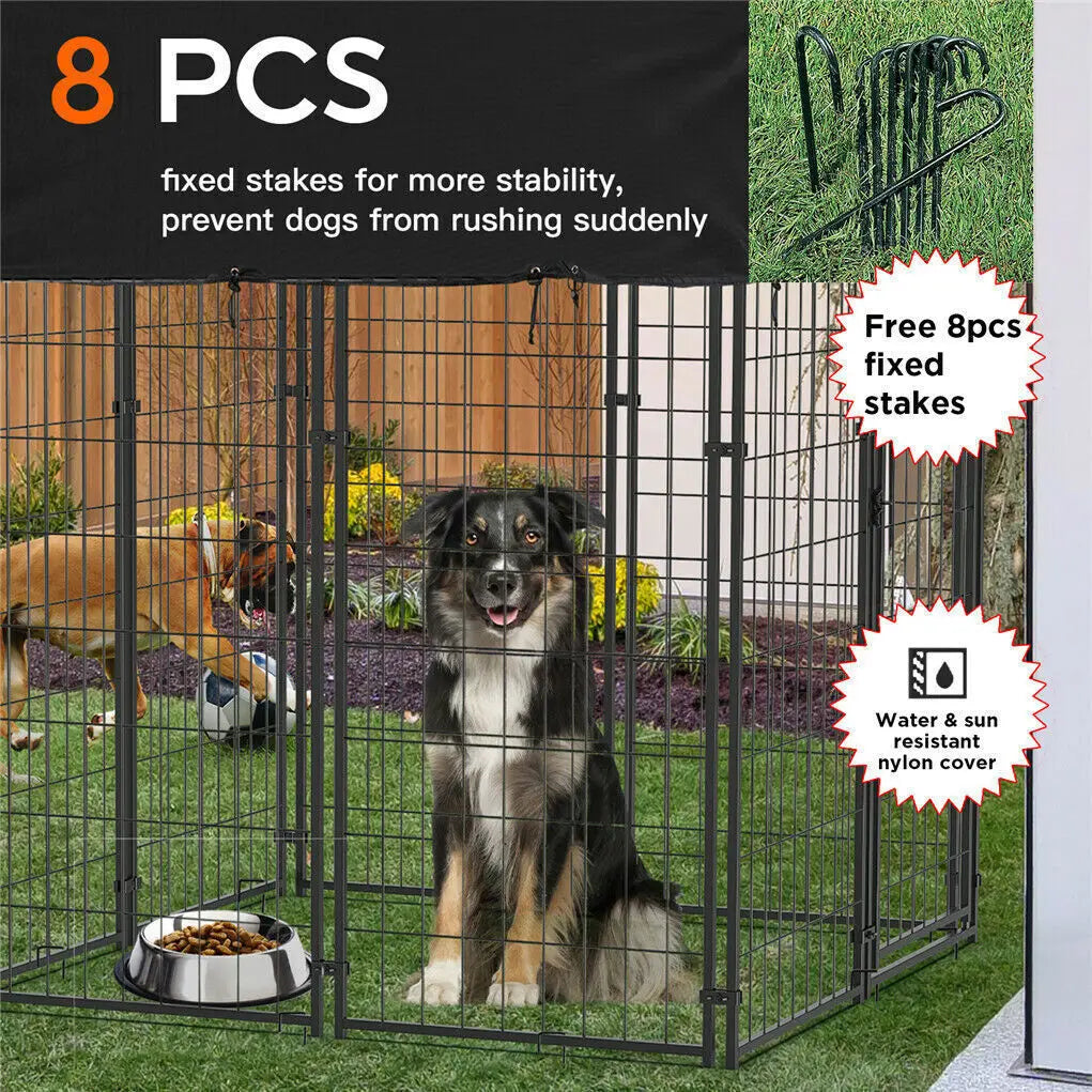 Oversized Dog Cage, Pet Run Enclosure, Playpen with Roof, for Outdoor Pet Kennel, High Fence