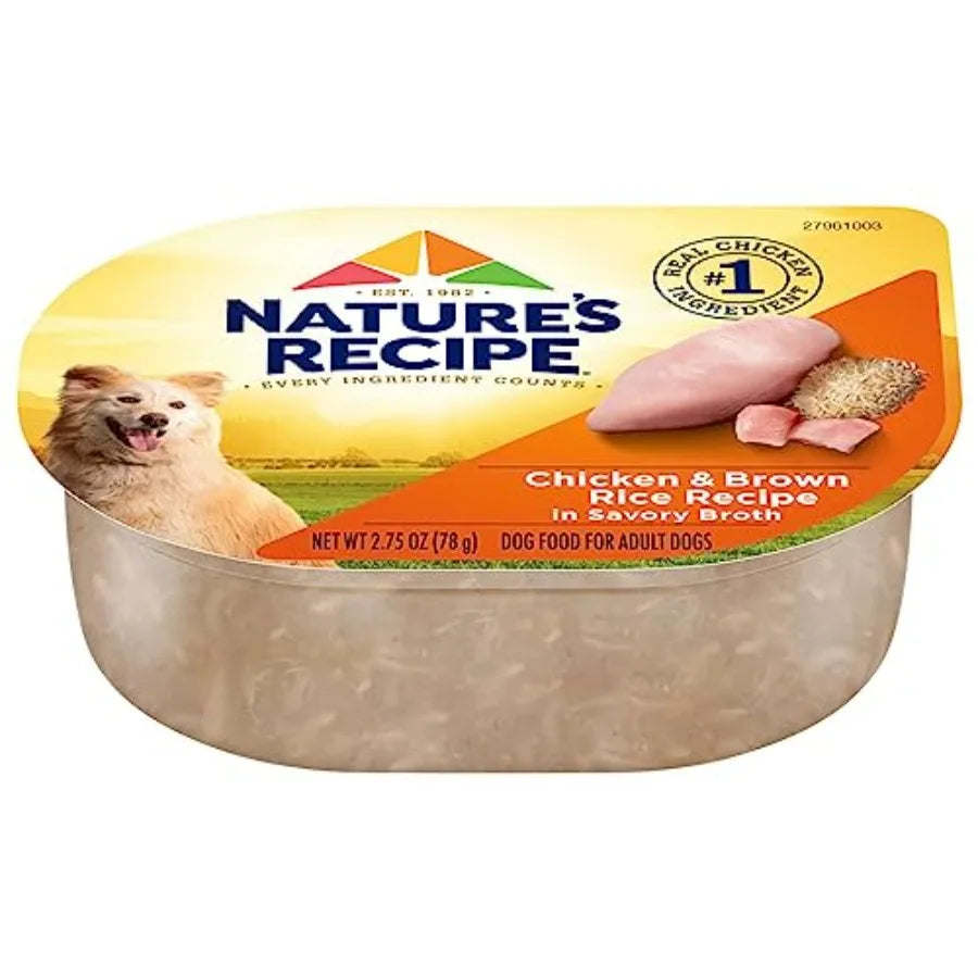 Wet Dog Food, Chicken in Broth Recipe, 2.75 Ounce Cup Pack of 12 Packages