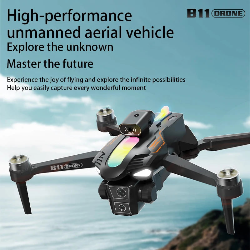 2026 B11 Pro WiFi FPV Drone - Dual 4K/1080P Camera, Wide-Angle HD, Altitude Hold, Foldable Quadcopter RC Helicopter Toy