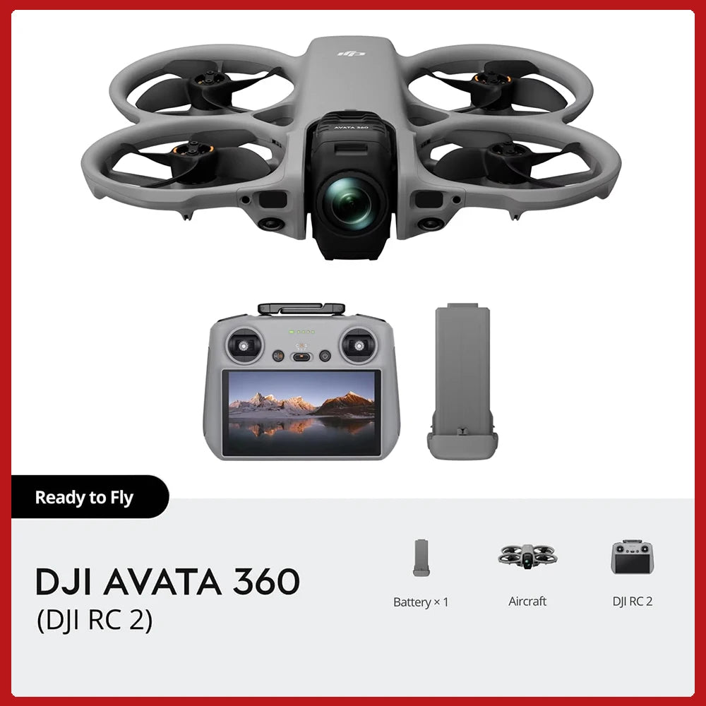 Avata 360 DJI Drones Dual Modes 360° & Single Lens Drone With 1-Inch 8K 360° Imaging for FPV & Aerial Filming 360° Camera Drone With Propeller Guard Elevate 360° View O4+ FHD Video Transmission