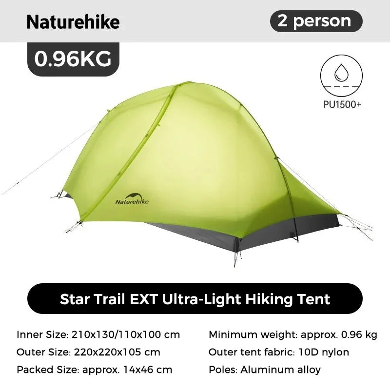 Star Trail EXT Hiking Tent Outdoor Camping Ultralight Rainstorm Protection Wild Tent 1-2 Person 0D Nylon Backpacking Tent