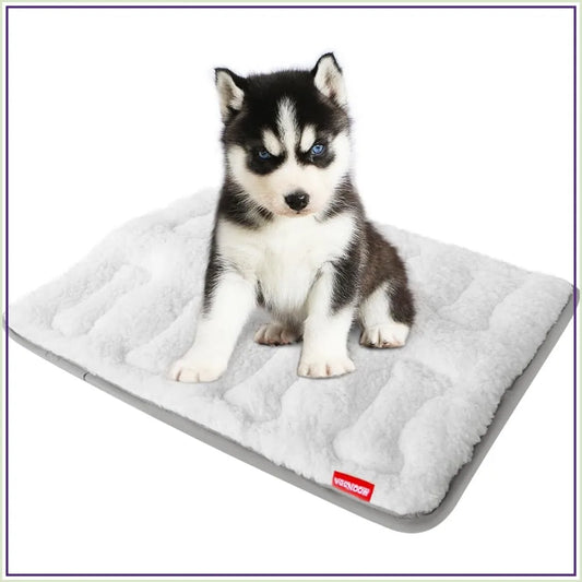 Small Dog Crate Mat, 24 x 18 Soft Plush Bed Pad, Machine Washable with Anti-Slip Bottom