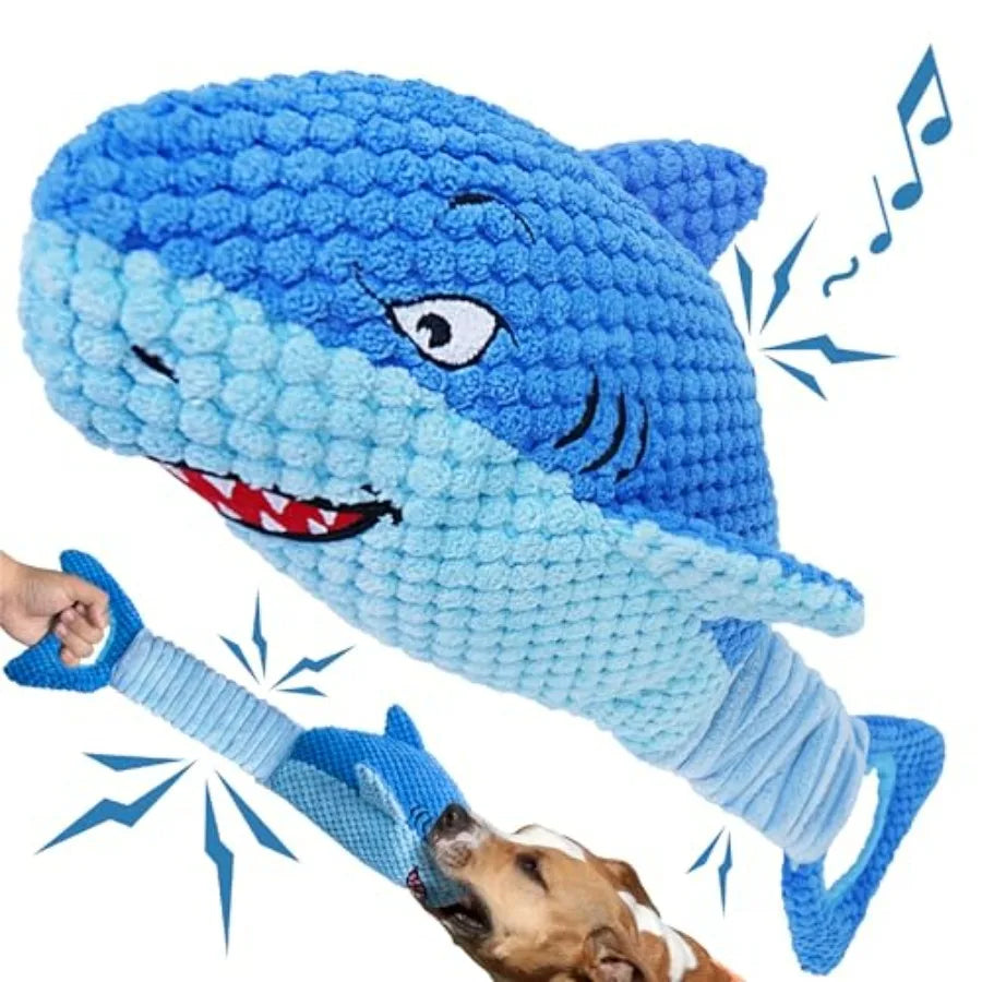 Tough Dog Toys, Stuffed Chew Large Dog Toys to Keep Them Busy, Interactive Squeaky Tug of War Doggie Toy, Crinkle