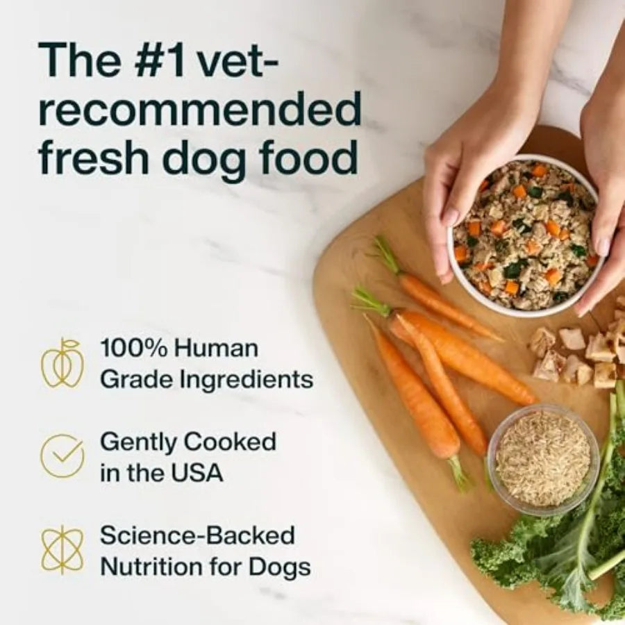 Wet Dog Food, Fresh Pet Meals and Toppers with No Preservatives, Resealable Package, Human Grade, Home-Cooked, - 7 Pouches