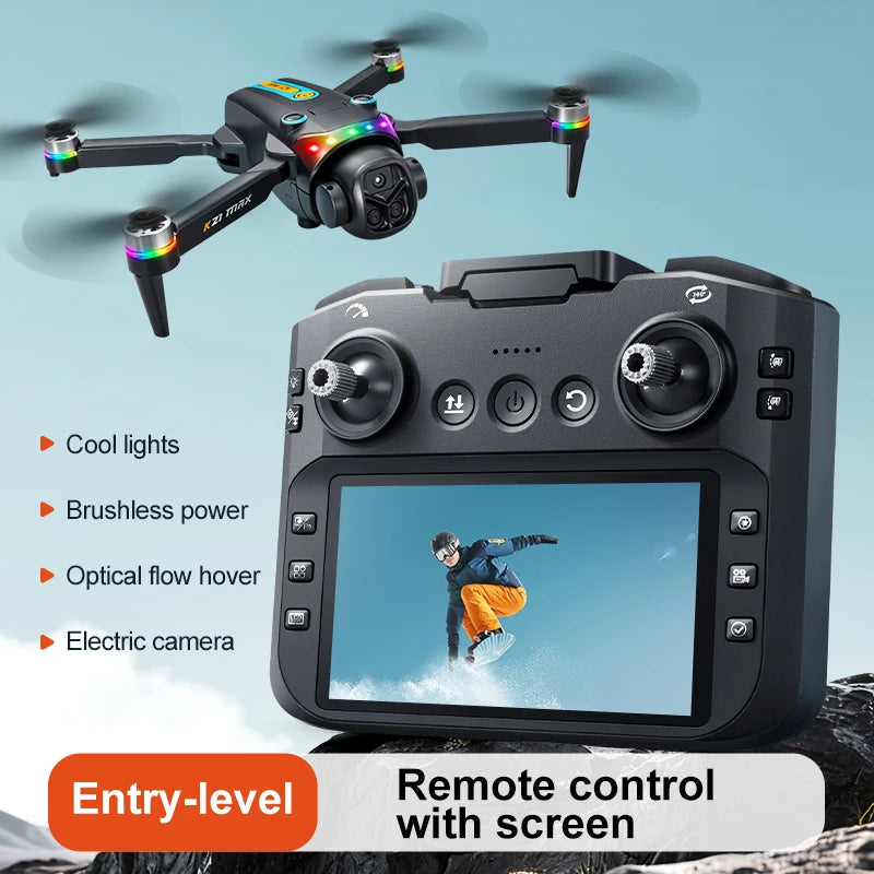 FPV Drone With A 4.3-Inch Built-In Screen Remote Controller (No Phone Required) - Portable Remote-Controlled Quadcopter Suitable For Beginners And Adults, Supports Optical Flow Hovering, Gesture Control, And Automatic Return-