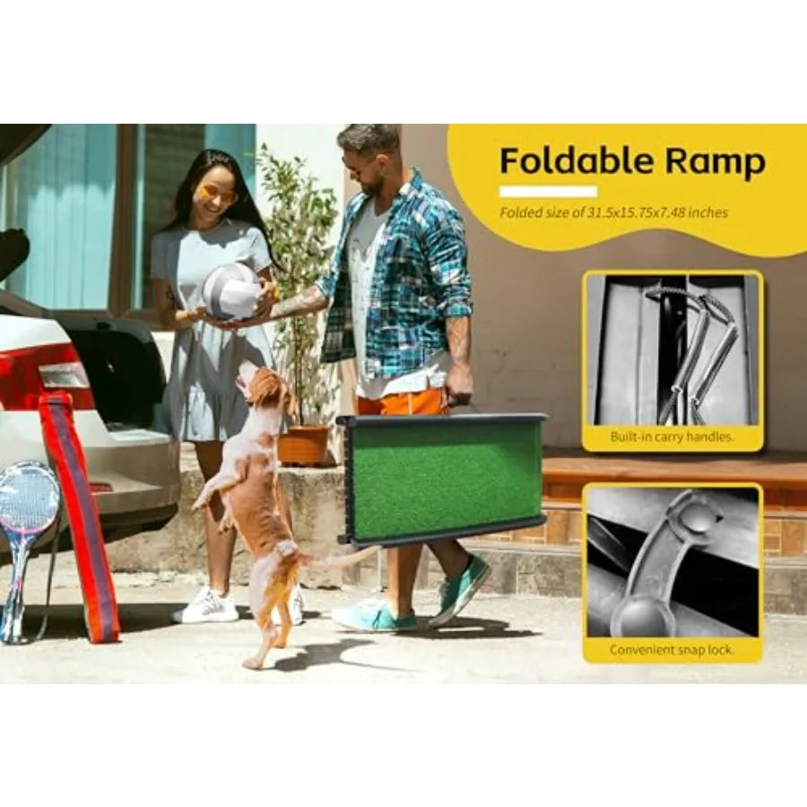 Pet Ramp for Dogs and Cats Foldable Portable Dog Ramp with Non-Slip Surface Lightweight Travel Ramp for Cars SUVs Beds