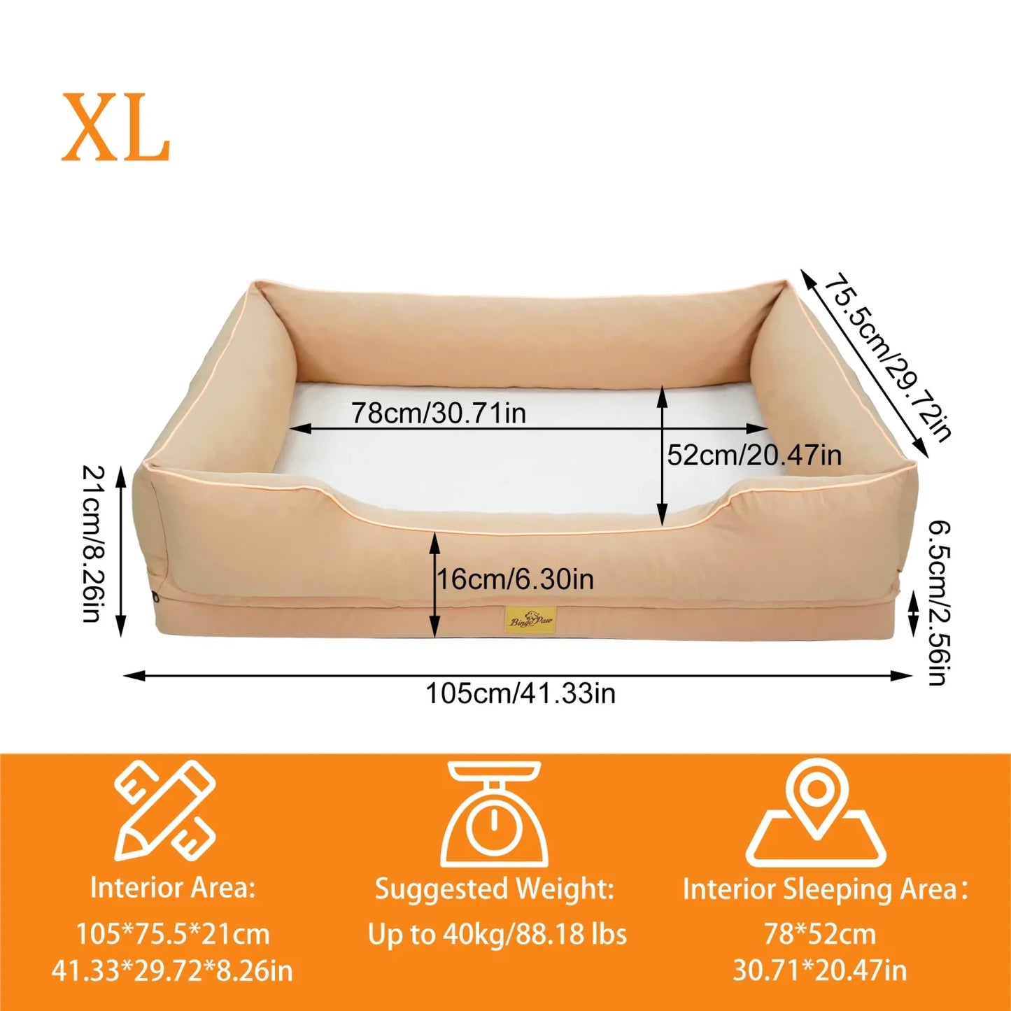 M/L/XL/2XL/3XL Orthopedic Dog Beds Oxford Bolster Foam Base Pet Dogs Couch Sofa Lounger Bed Waterproof Lining Removable Cover