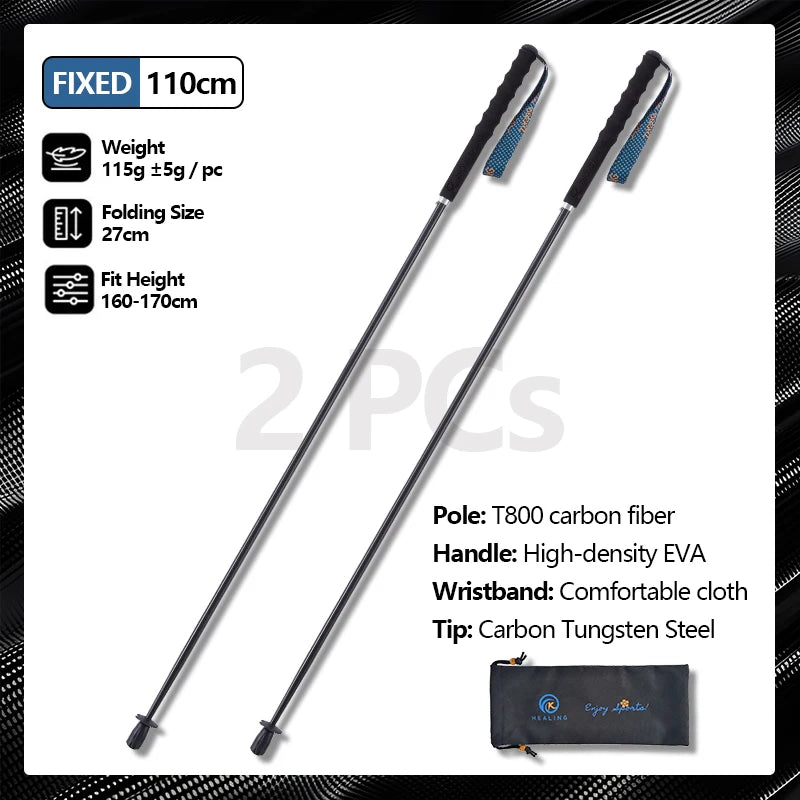 Local + Carbon City Walking Running Sticks Lightweight T800 Carbon Fiber Collapsible Telescopic Pole Hiking Cane Trekking Poles