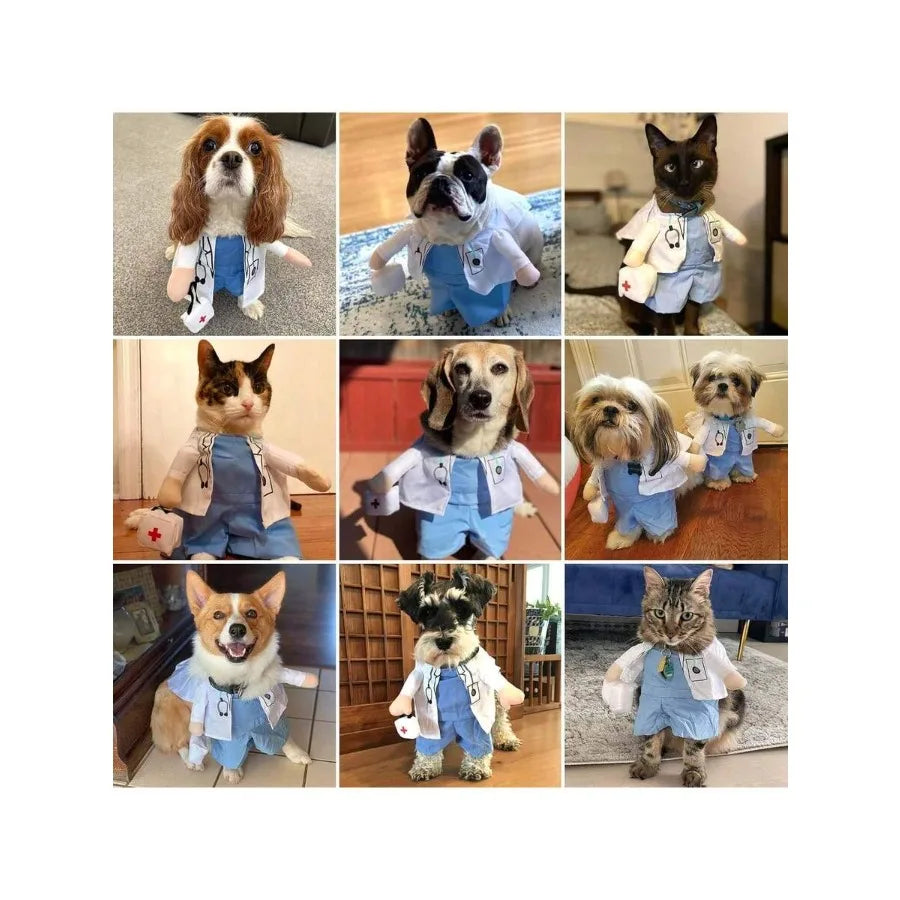 【New style】Dog Cat Doctor Costume, Funny Pet Doctor Halloween Costumes For Small Dogs Cats Puppy, Cosplay Party Dog Jeans Cloth