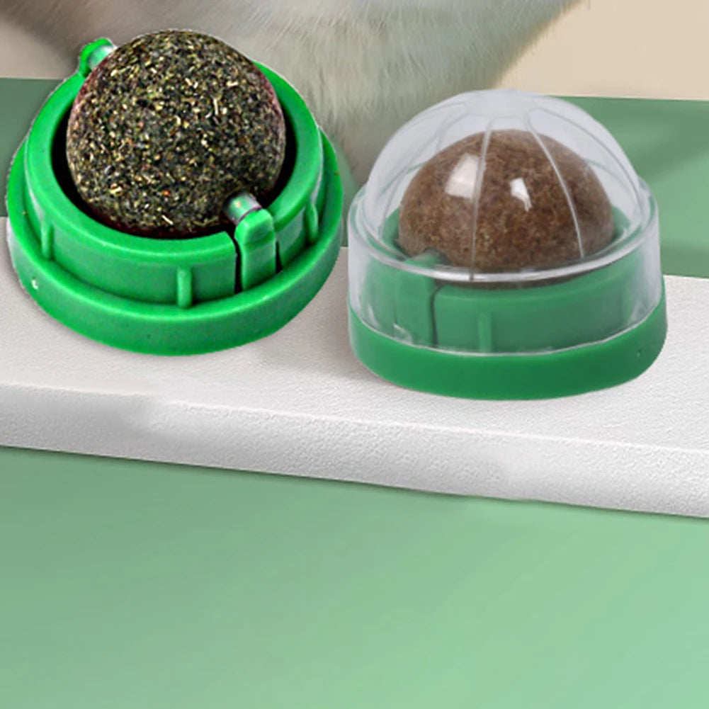 3Pcs Catnip Ball Rotatable Cat Catnip Toys Self-Adhensive Cats Wall Catnip Ball Healthy Cat Wall Snacks for Cat Kitten