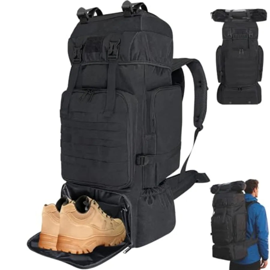 Hiking Backpack, 100L Large Camping Backpack, Expandable Waterproof MOLLE Rucksack, Outdoor Sport Travel Daypack Military Tactical