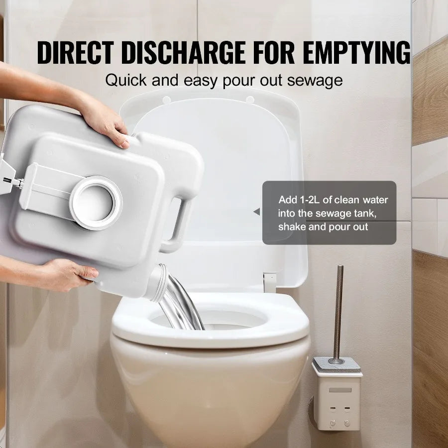 Portable Toilet for Camping with Carry Bag, RV Toilet with 3.2 Gal Waste Tank, Push-Button Pressurized Flush Commode, Leak-Proof