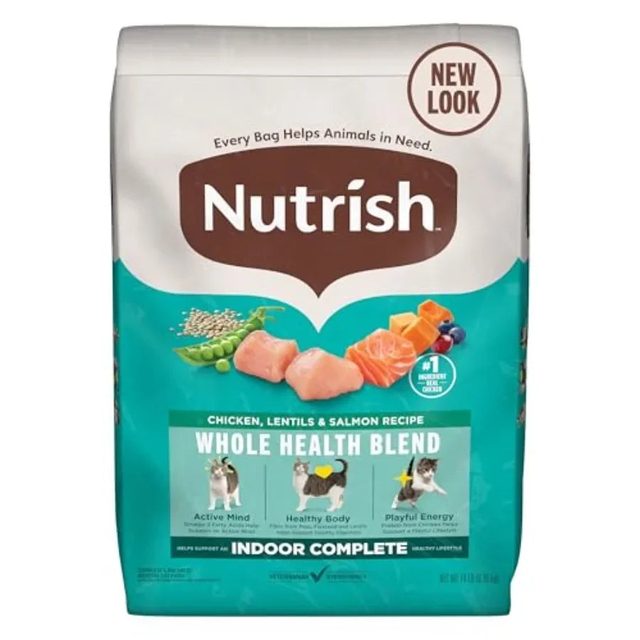 Indoor Complete Chicken, Lentils, and Salmon Recipe Dry Cat Food 14 lb. Bag, Packaging May Vary