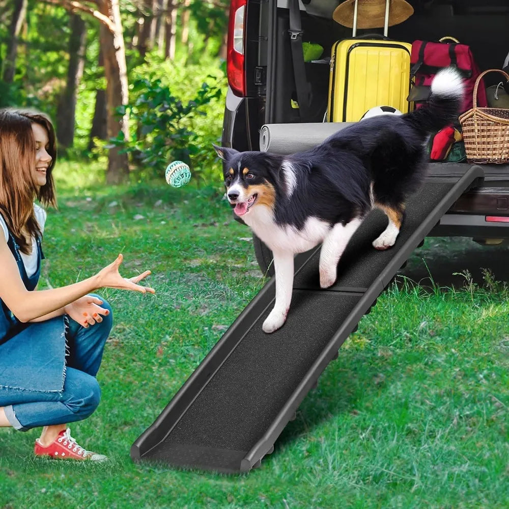 Folding Dog Ramp for Car, Truck, SUVs 62" Pet Ramp for Large Dogs Non Slip with Raised Siderails