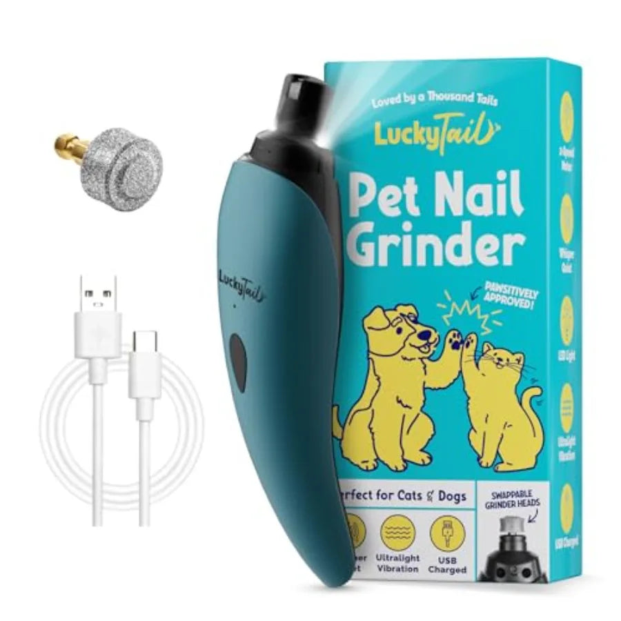 Pet Nail Grinder for Dogs and Cats - Super Quiet and Low Vibration Electric Dog Nail Grinder with 2 LED Lights - USB