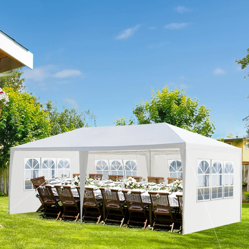 10' X 20' Outdoor Party Tent with 4 Removable Sidewalls, Waterproof Canopy Patio Wedding Gazebo, White