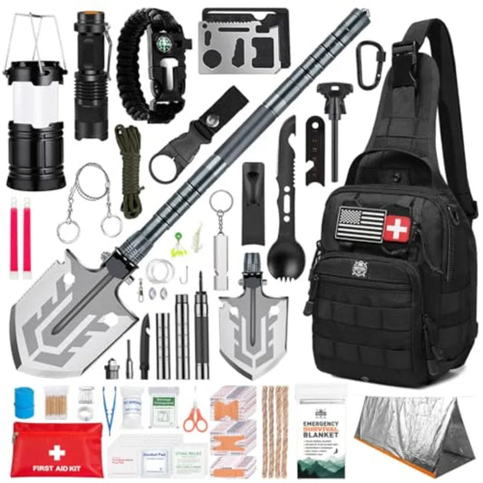 Survival Kit 265 Pcs Emergency Gear and Supplies First Aid Bug Out Go Bag EDC Molle System Backpack Hiking Camping Outdoor Accessories