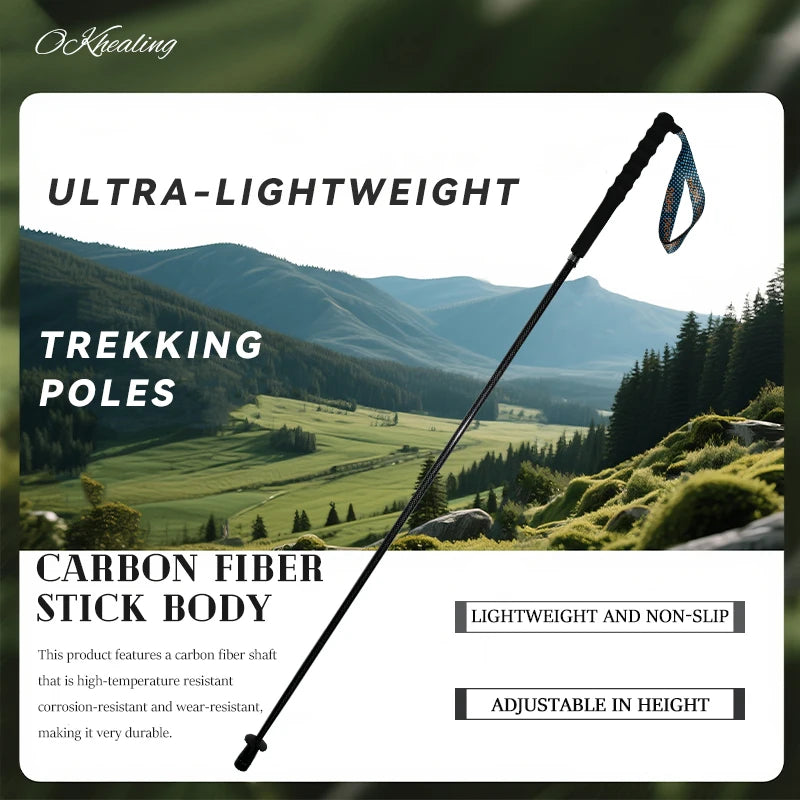Local + Carbon City Walking Running Sticks Lightweight T800 Carbon Fiber Collapsible Telescopic Pole Hiking Cane Trekking Poles
