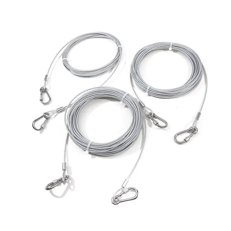 Double-Headed Dog Tie Out Cable Leash, Traction Rope with Metal Buckle, Steel Wire Anti-Rust Training Collar, Outdoor Dogs Strap
