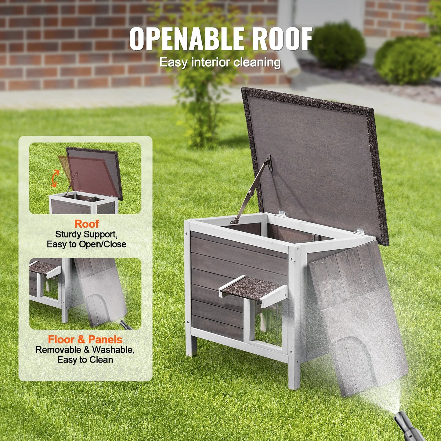 Outdoor Cat House Weatherproof, Feral Cat Shelter for Cat Outdoor Wooden Cat Rabbit House With All-Round Foam Insulated