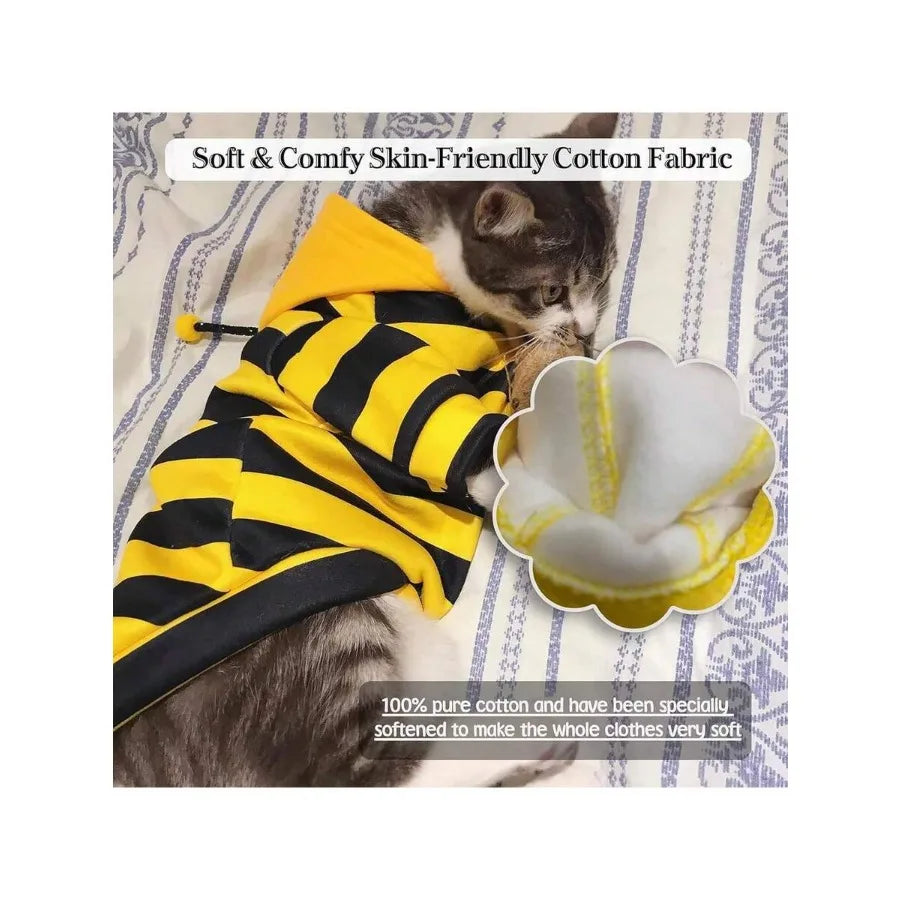 【New style】Dog Bee Costume Outfit Hoodie Cat Clothes Funny Pet Hooded Coat For Small Medium Dogs Puppy Chihuahua Yorkie Halloween