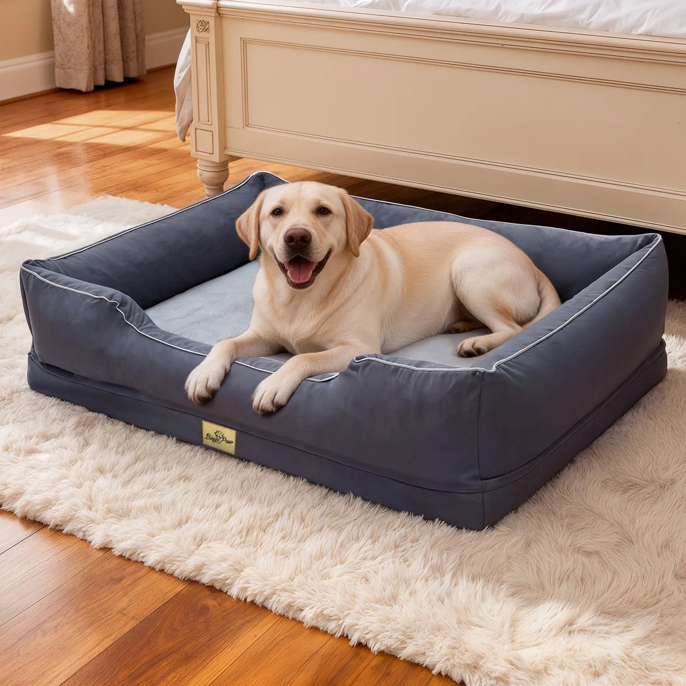 Jumbo Large Orthopedic Dog Bed Waterproof Pet Crate Couch Bolster Calming Nonslip Bottom