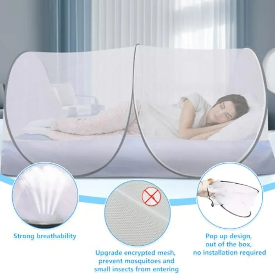 Extra Large Pop Up Mosquito Tent, Portable Foldable Mosquito Net for Bed Camping Travel Patio 78" * 41" * 31"