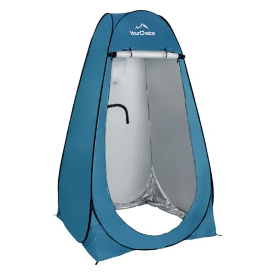 Pop-Up Privacy Shower Tent 3.9 x 3.9 x 6.2FT Portable Camping Changing Room Instant Setup Outdoor Shelter with Silver Coating