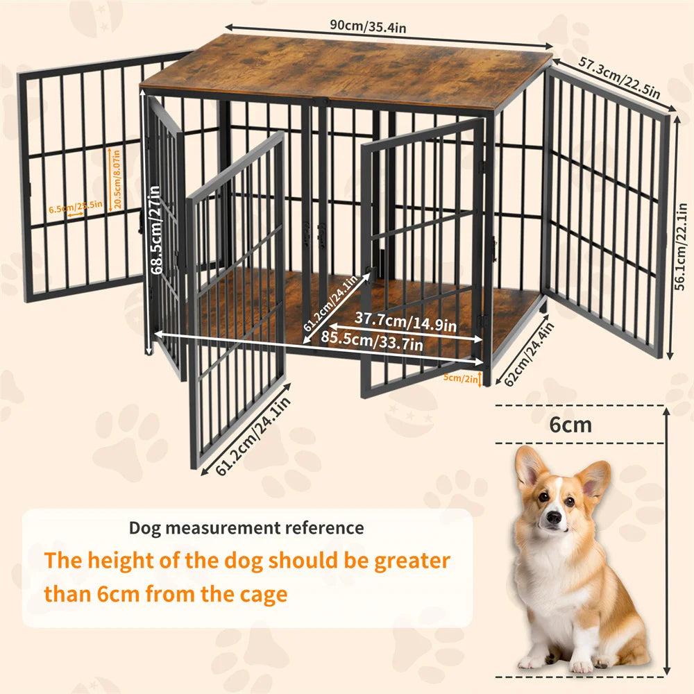 1 Pcs Ultra Thick Dog Crate Cage Pet Dog Puppy Kennel with Removable Divider and 4 Doors for 2 Small Dogs or 1 Medium Large Dog