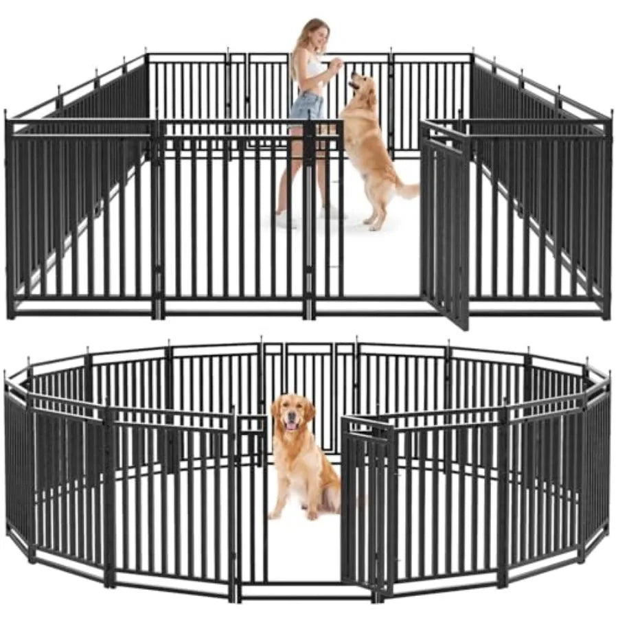 Dog Fence Outdoor for Yard Dog Playpen Indoor 40 Height 16 Panels Portable Puppy Playpen Dog Kennel for RV Camping Black Silver