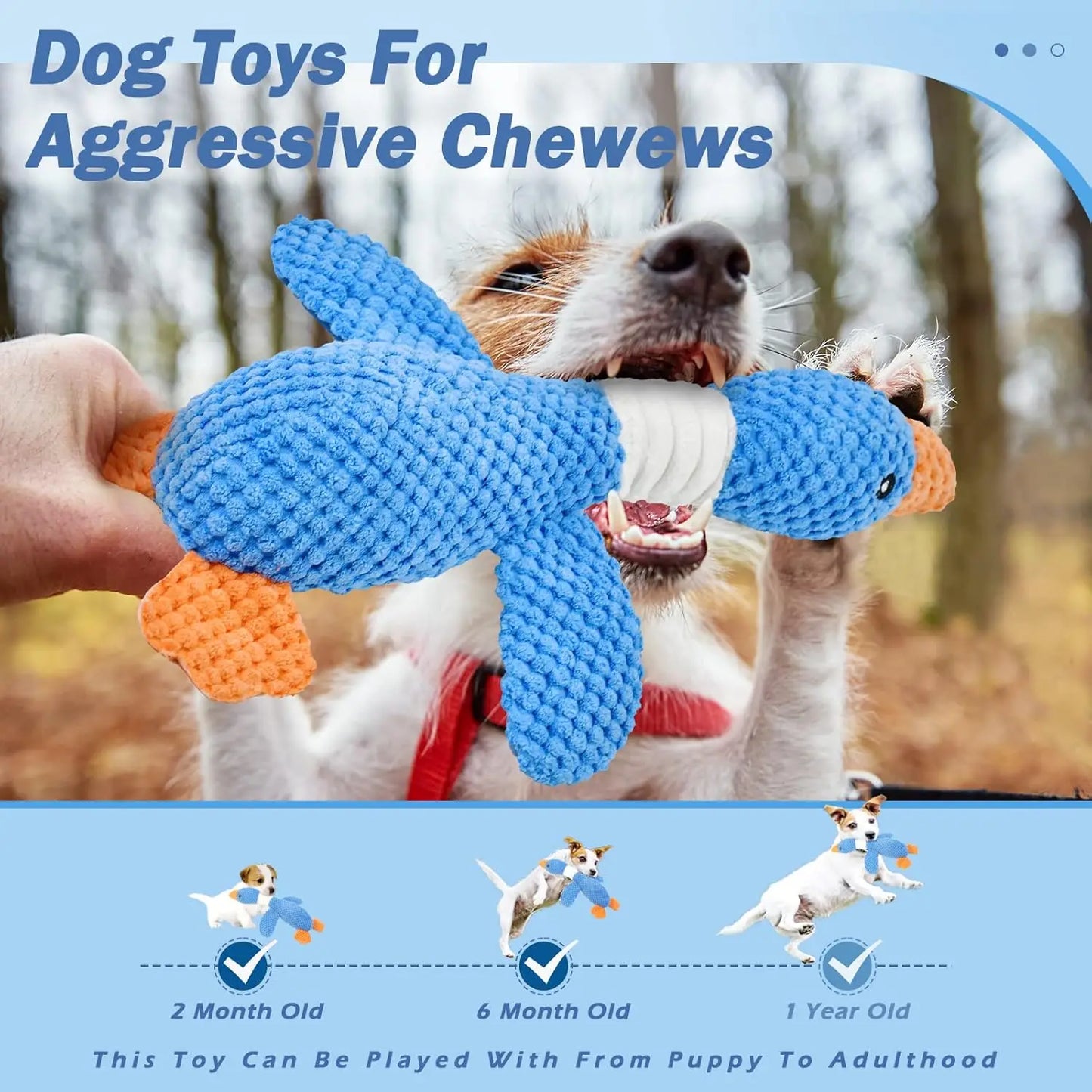 Upgraded Goose Indestructible Dog Toys for Aggressive Chewers Small Medium Large Breed, Crinkle Squeaky Plush Dog Puppy Chew Toy