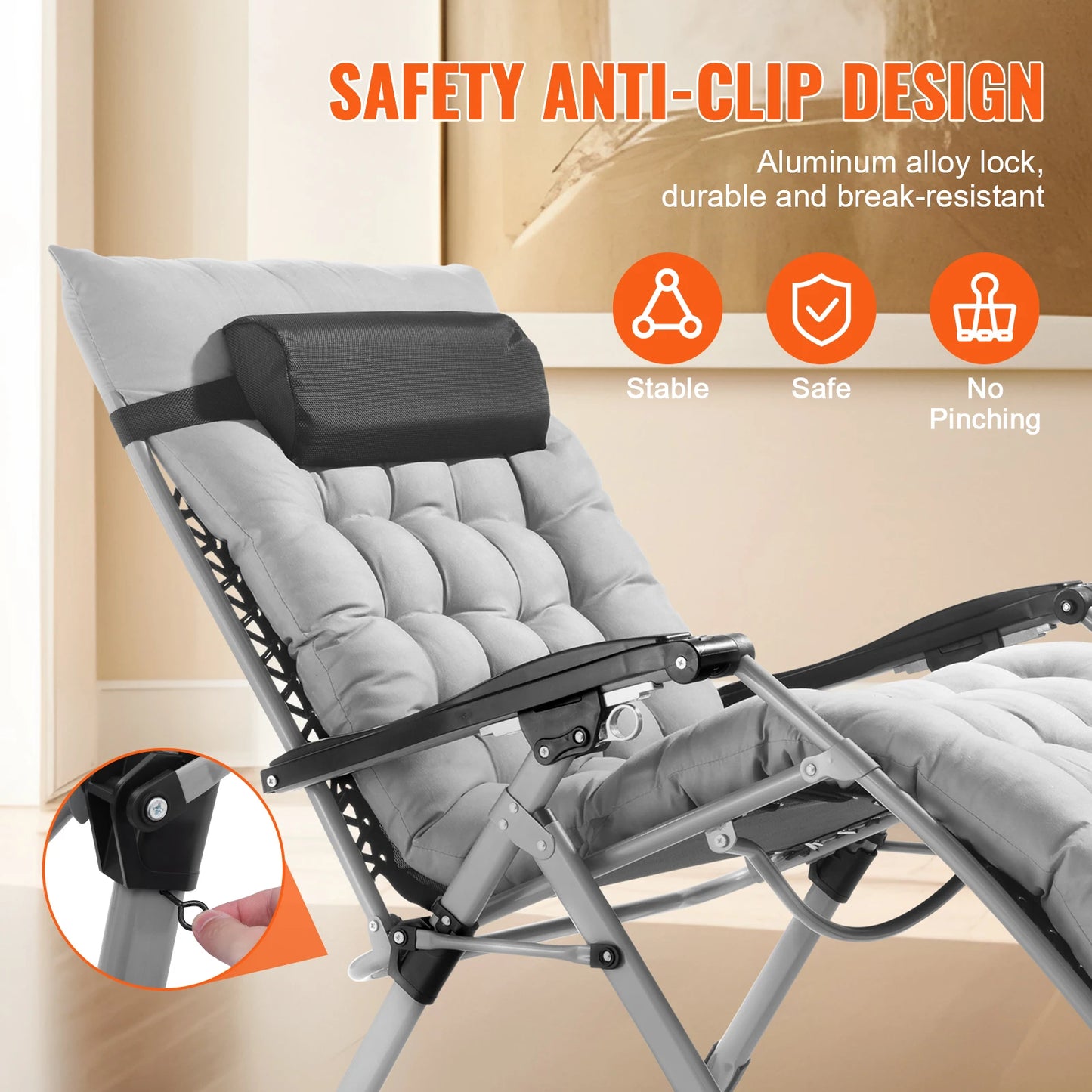 Zero Gravity Chair Zero Gravity Recliner Lounge Chair Adjustable Anti-Gravity Chair with Cushion Footrest and Cupholder