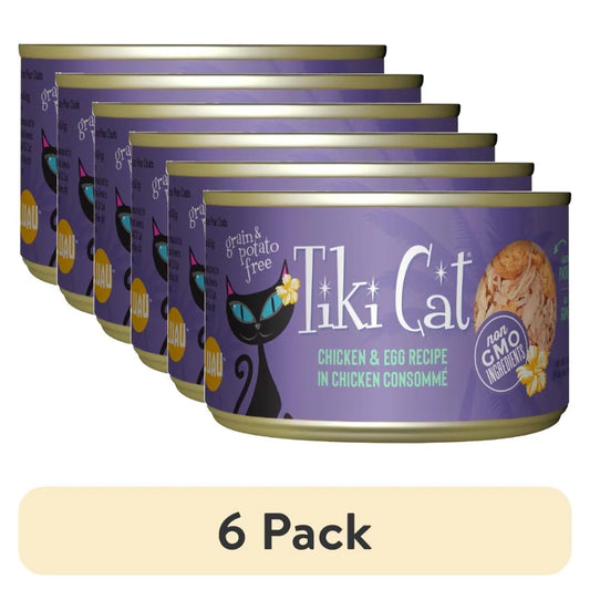 6 Pack Cat Luau Wet Cat Food, Chicken and Egg, 6 oz. Can