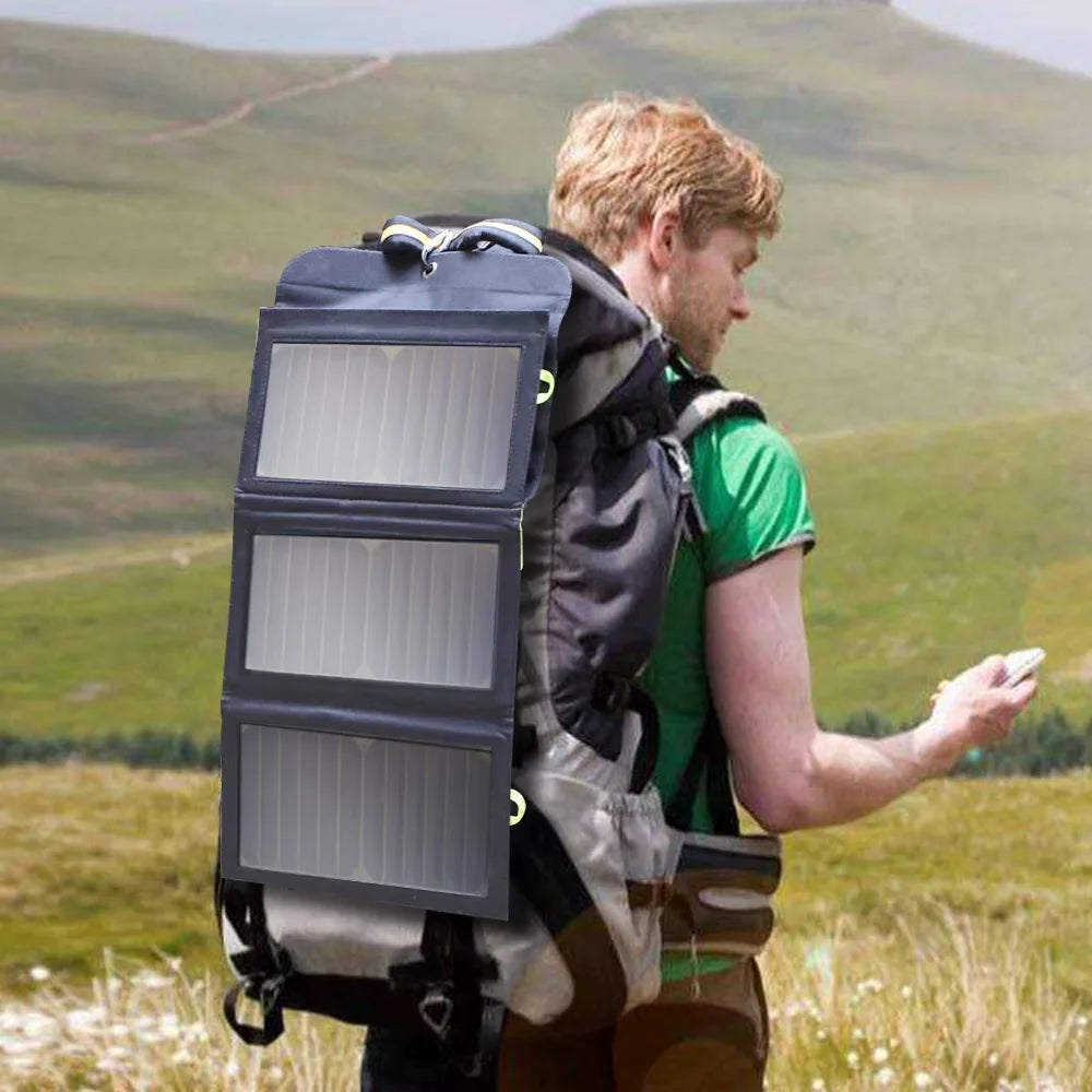 Foldable Solar Panel 5V 21W Portable Solar Charger Waterproof Solar Battery for Mobile Phone Outdoor Camping Hiking RV