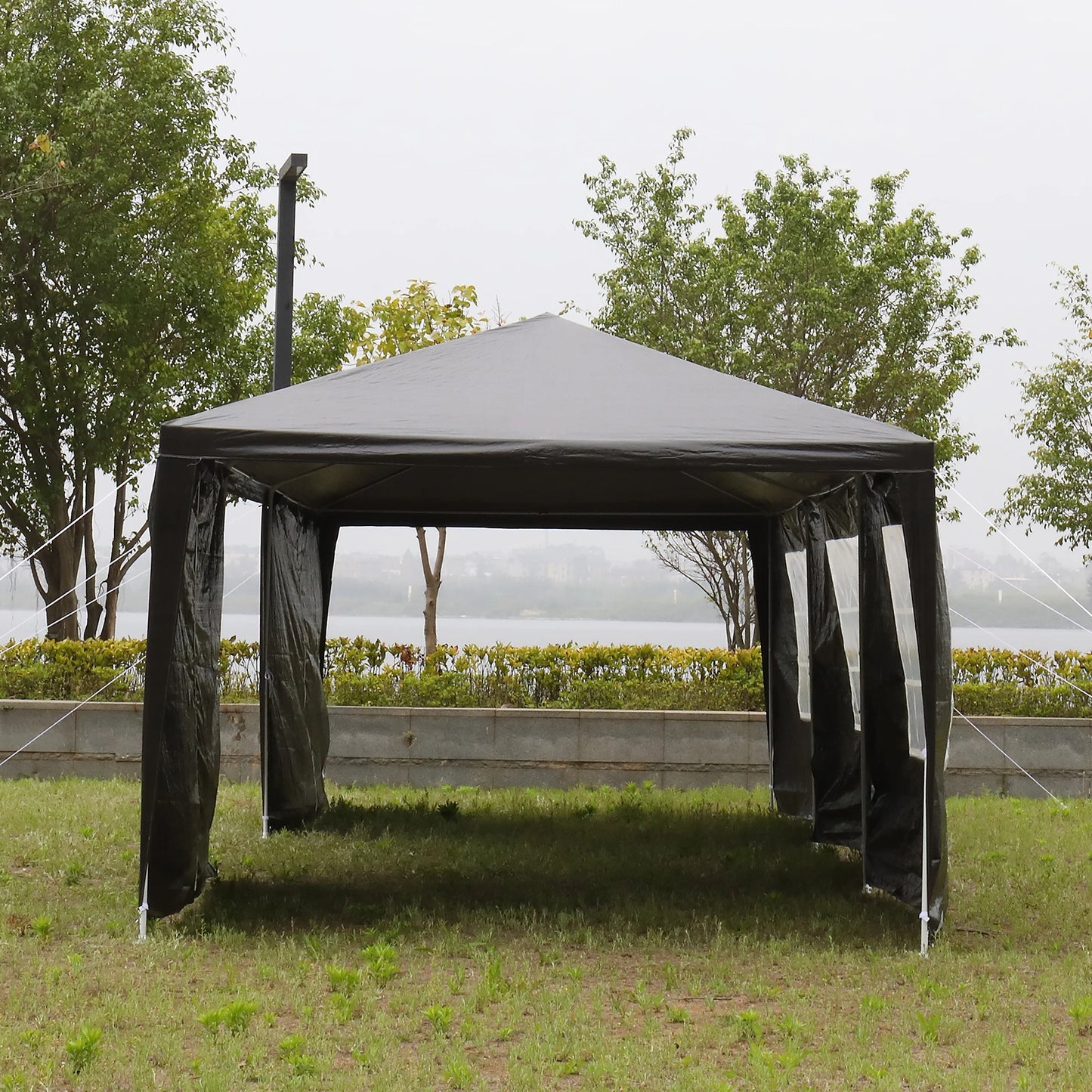 10 x 30 FT Outdoor Party Tent with 8 Removable Sidewalls, Waterproof Canopy Patio Wedding Gazebo, Heavy Duty Iron Frame, Black